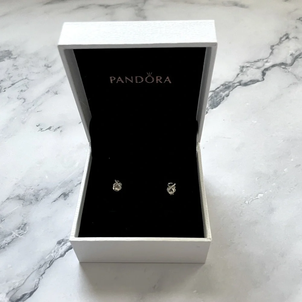 Pandora sterling silver infinity studs with cubic zirconia accents - NWOT - Picture 4 of 6